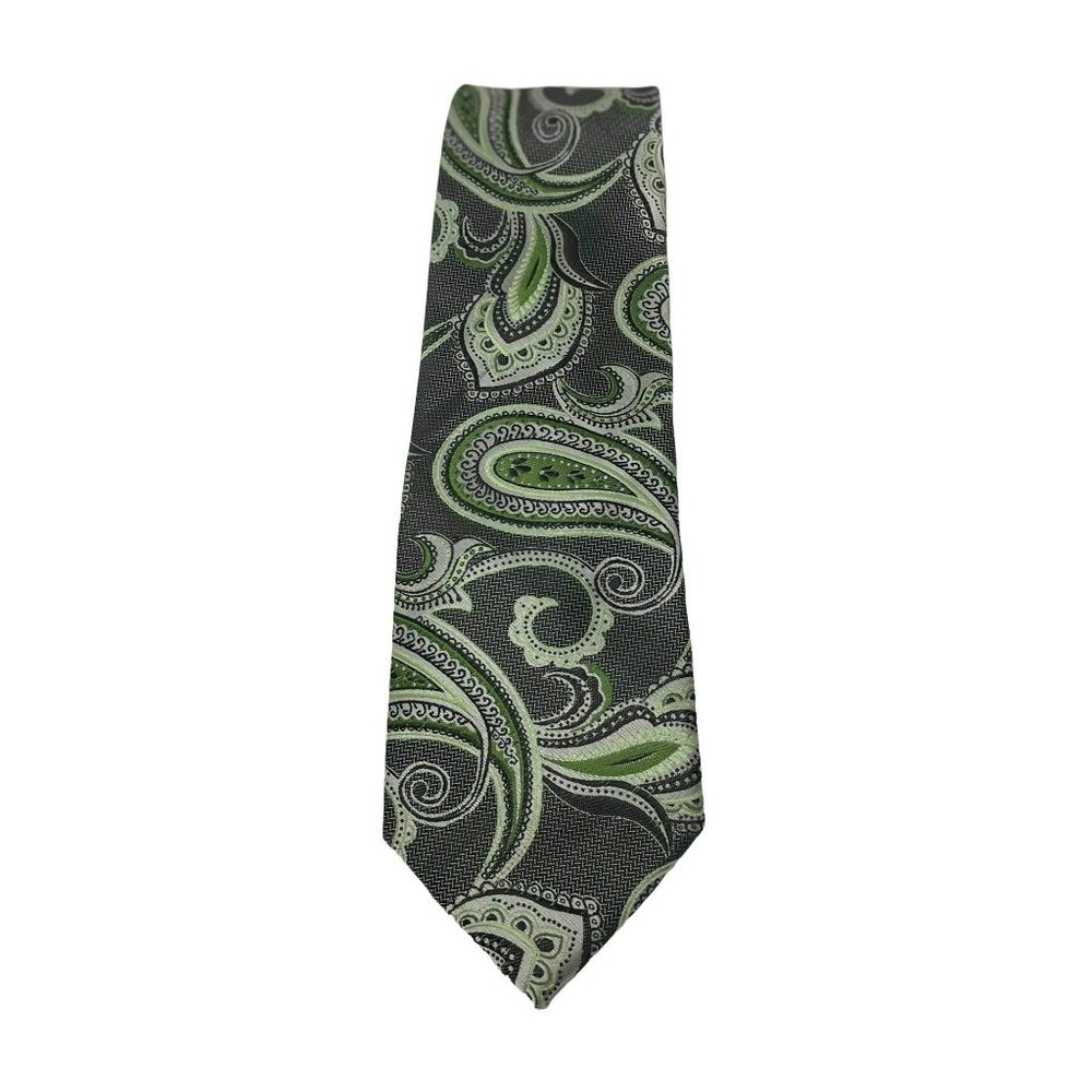 Bill Robinson 100%Polyster Handmade Green Paisley Tie, RN86823